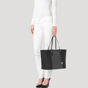 Michael Kors Microstud Medium Travel Tote in Black
